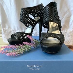 SimplyVera Vera Wang Black Heels with Mesh Detail